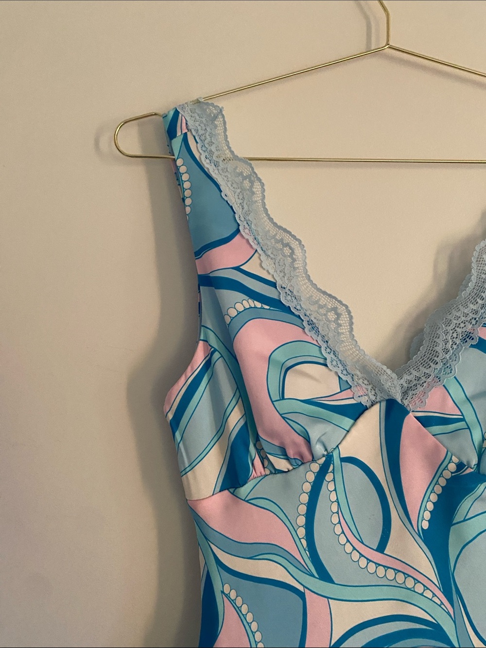 Avec Les Filles Paisley Satin Lace Trim Bias Mini Dress | 6 - Picture 5 of 14